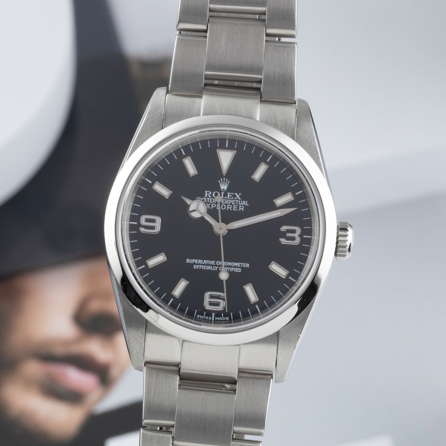 Rolex Explorer 114270 (2003) - Zwart wijzerplaat 36mm Staal (3/8)