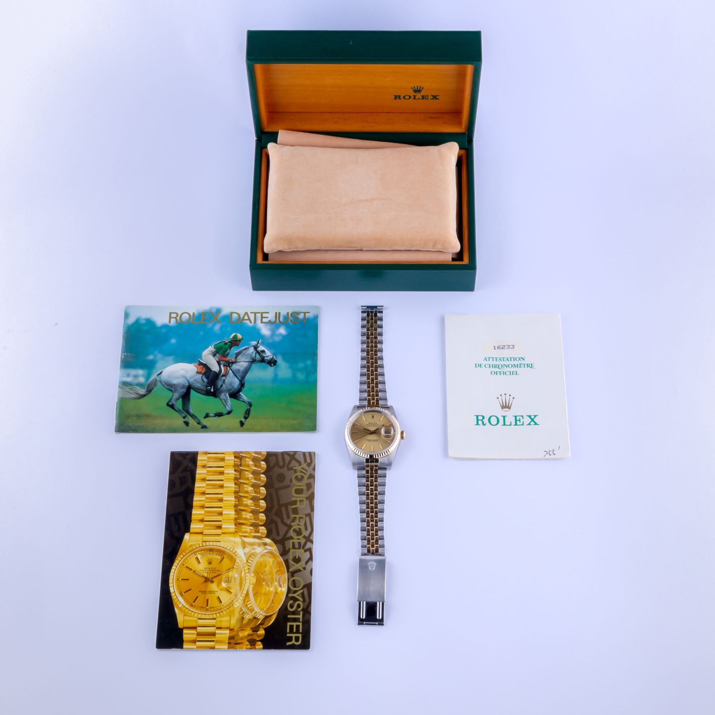 Rolex Datejust 36 16233 (1990) - Champagne dial 36 mm Gold/Steel case (8/8)