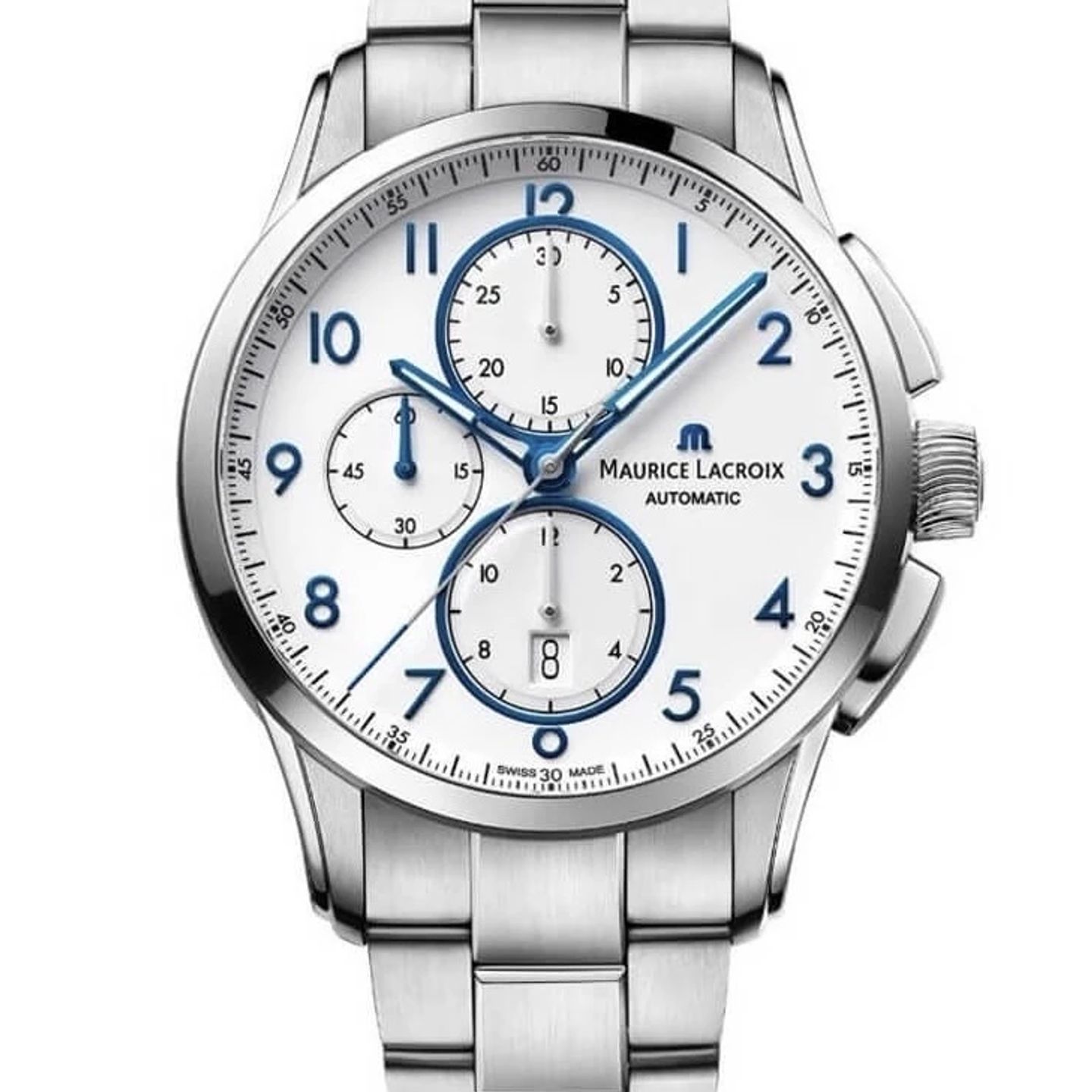 Maurice Lacroix Pontos Chronographe PT6388-SS002-120-1 (2024) - White dial 43 mm Steel case (1/3)