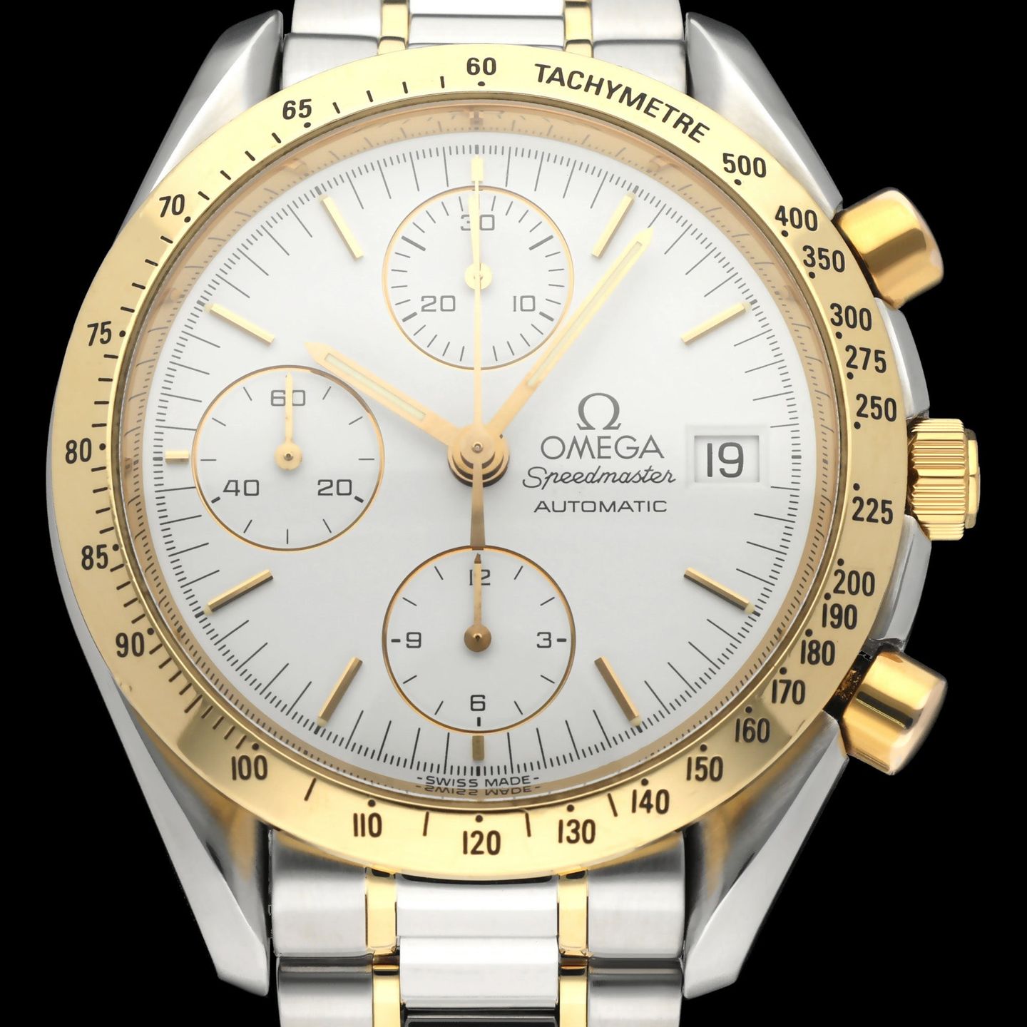 Omega Speedmaster Date 3311.20.00 (1997) - Wit wijzerplaat 39mm Goud/Staal (1/8)