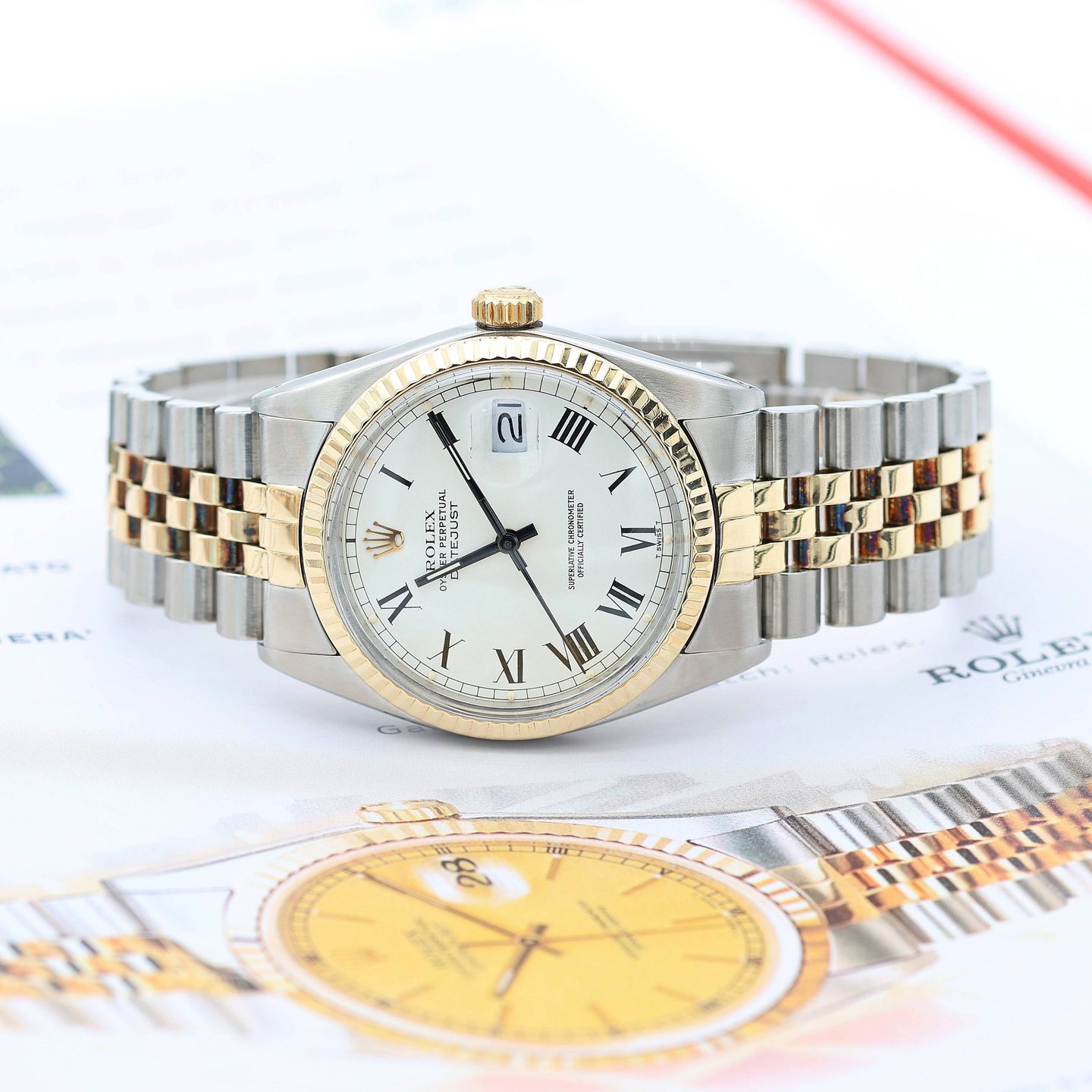Rolex Datejust 36 16013 (Onbekend (willekeurig serienummer)) - Wit wijzerplaat 36mm Goud/Staal (3/7)