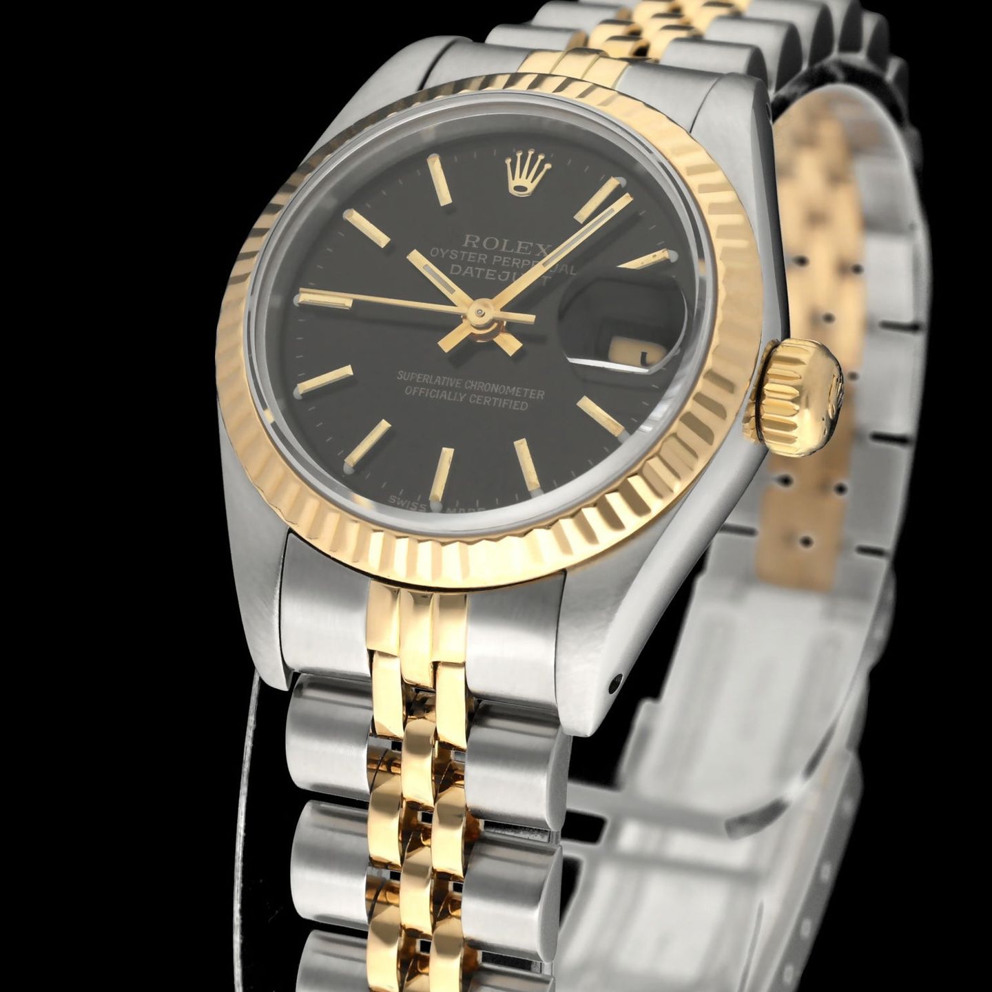 Rolex Lady-Datejust 69173 (1986) - Black dial 26 mm Gold/Steel case (7/8)