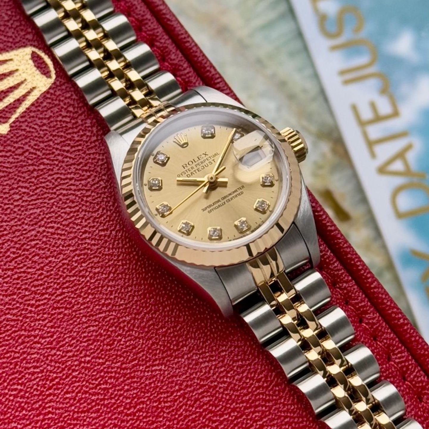 Rolex Lady-Datejust 69173 (1997) - Gold dial 26 mm Gold/Steel case (1/8)