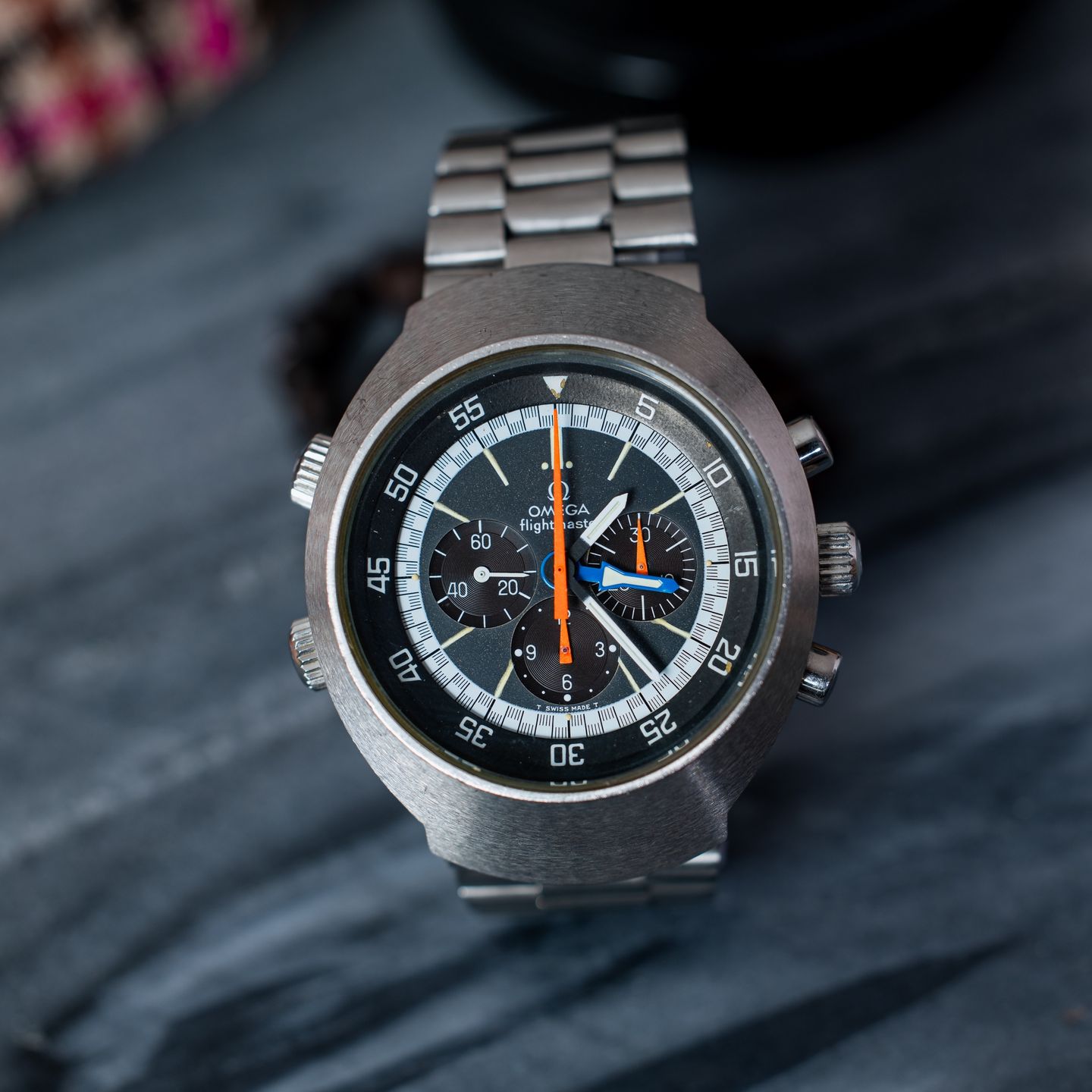 Omega Flightmaster 145.036 (Onbekend (willekeurig serienummer)) - Zwart wijzerplaat 43mm Staal (1/8)