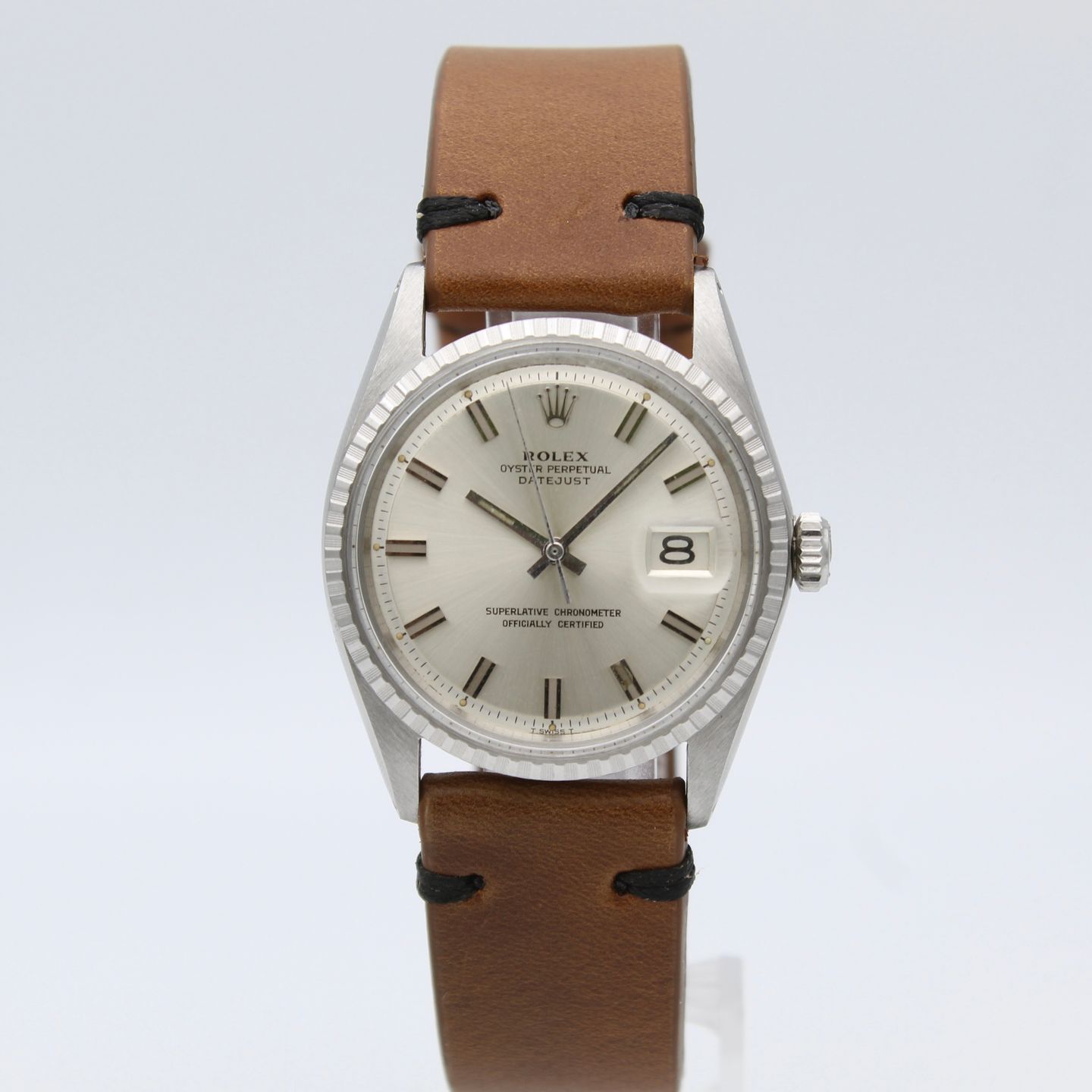 Rolex Datejust 1603 (1970) - Zilver wijzerplaat 36mm Staal (1/8)