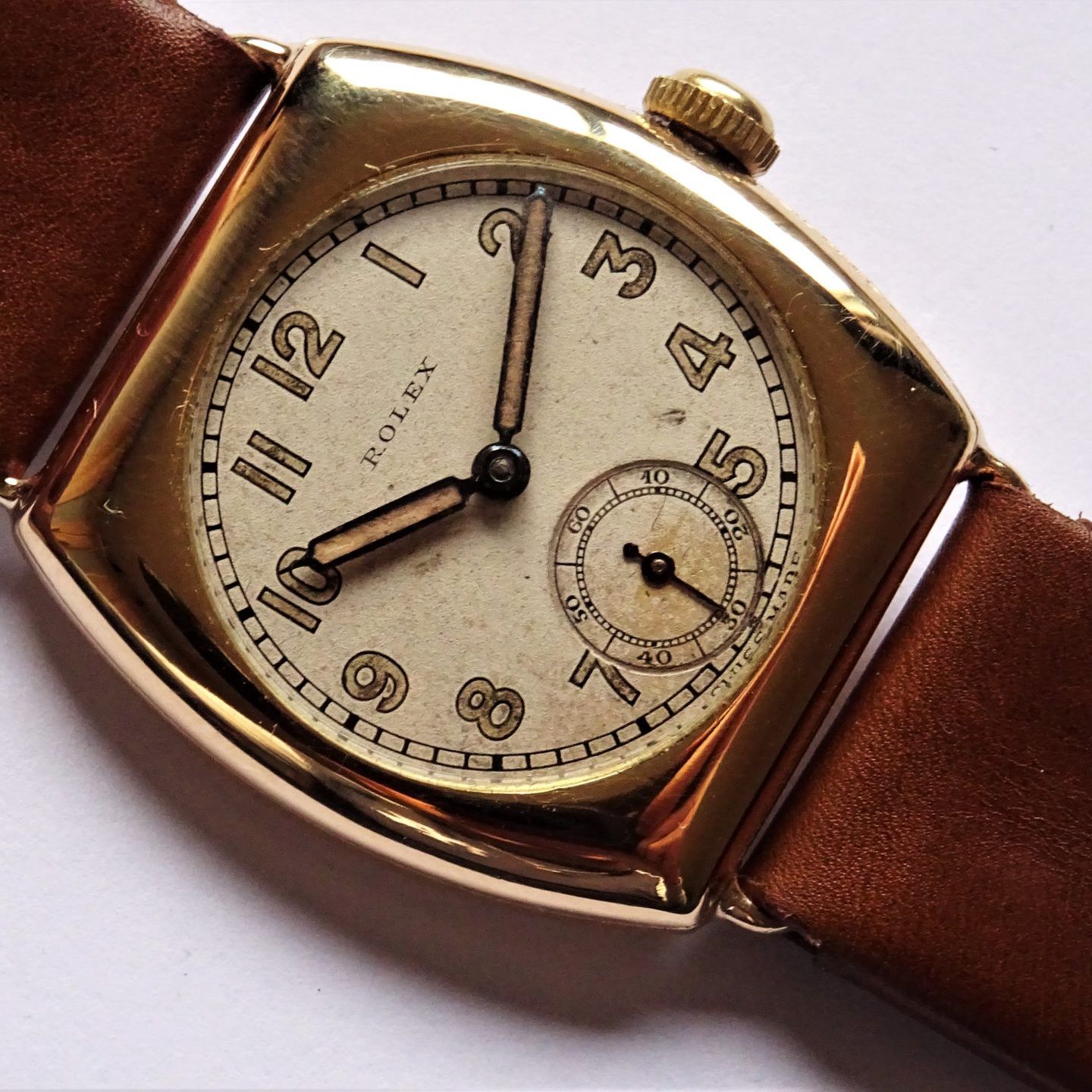 Rolex Vintage 3287 (1922) - Champagne dial 29 mm Yellow Gold case (4/8)