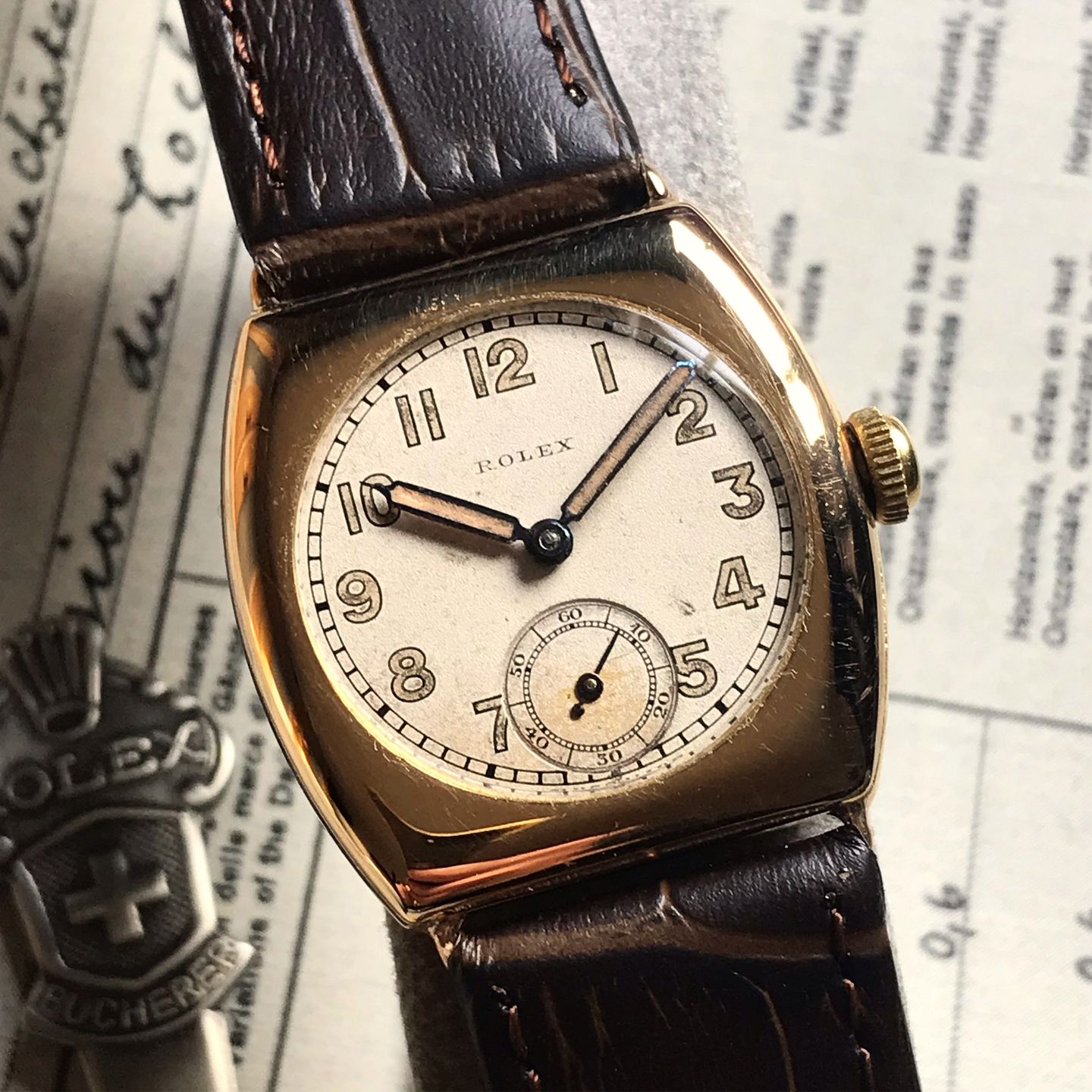 Rolex Vintage 3287 (1922) - Champagne wijzerplaat 29mm Geelgoud (3/8)