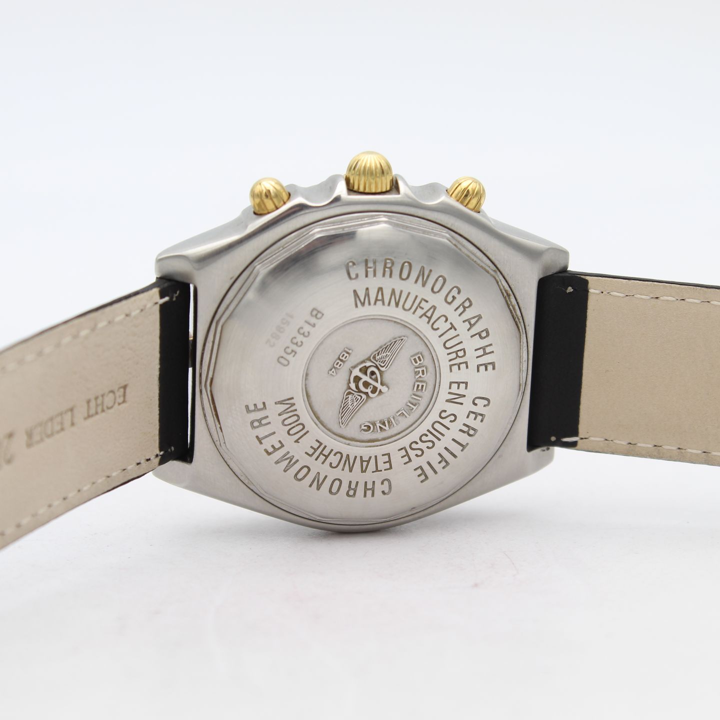 Breitling Chronomat B13350 (2002) - Black dial 40 mm Gold/Steel case (5/8)