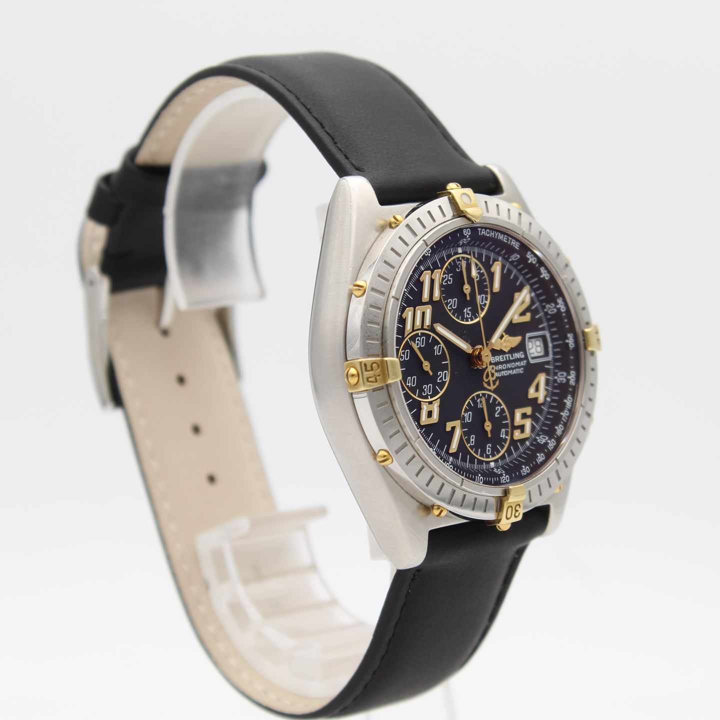 Breitling Chronomat B13350 (2002) - Black dial 40 mm Gold/Steel case (2/8)