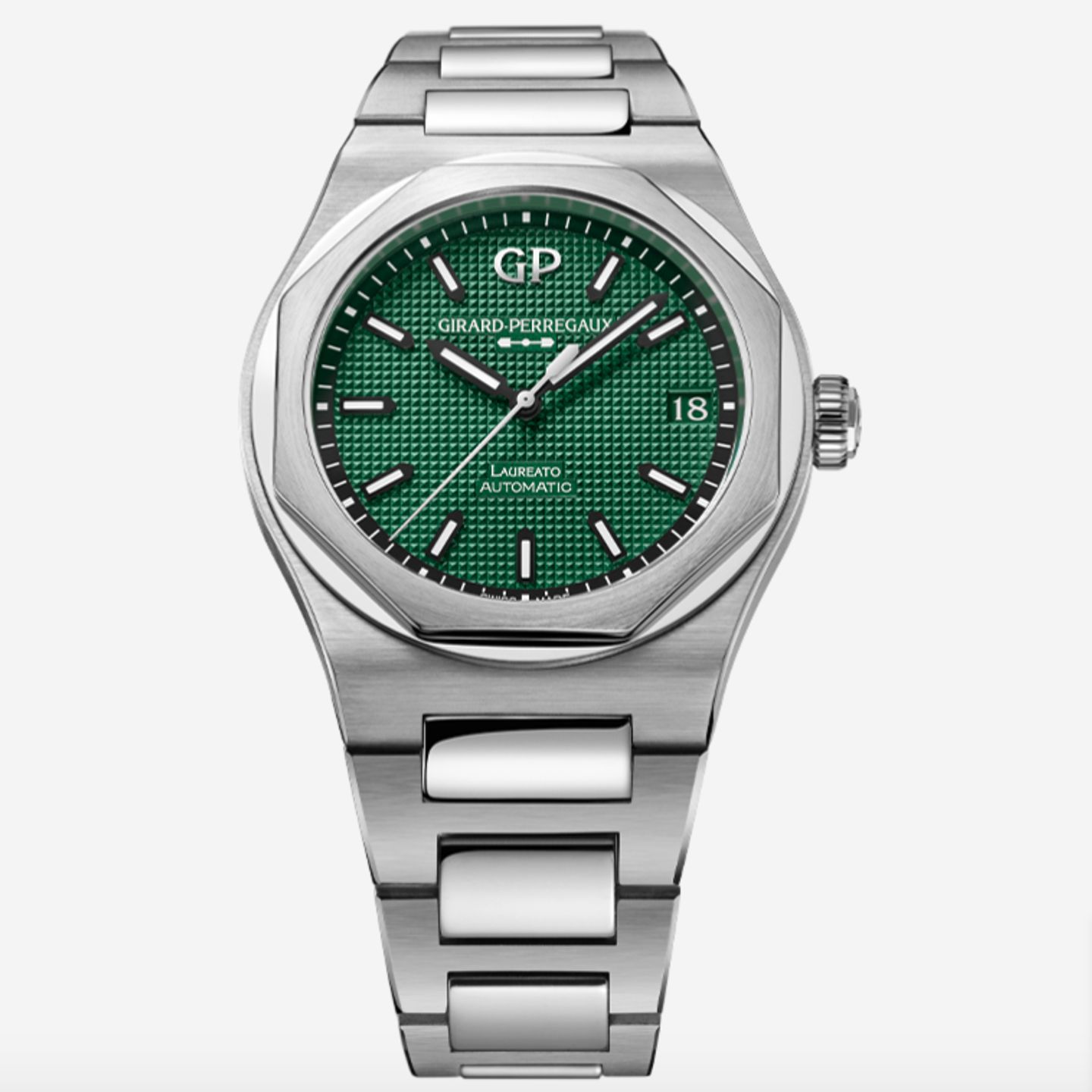 Girard-Perregaux Laureato 81010-11-3153-1CM (2023) - Groen wijzerplaat 42mm Staal (1/1)