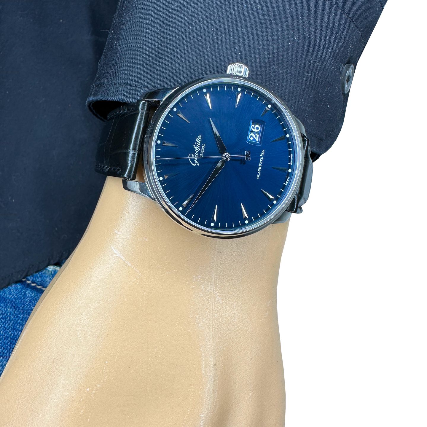 Glashütte Original Senator Excellence 1-36-03-04-02-30 (2023) - Blauw wijzerplaat 42mm Staal (3/8)