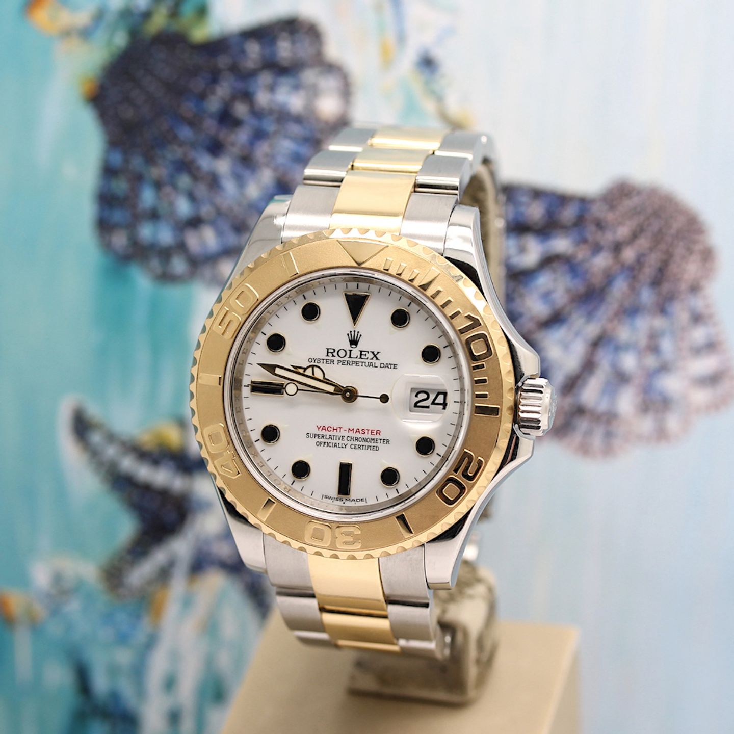 Rolex Yacht-Master 40 16623 (2013) - White dial 40 mm Gold/Steel case (8/8)