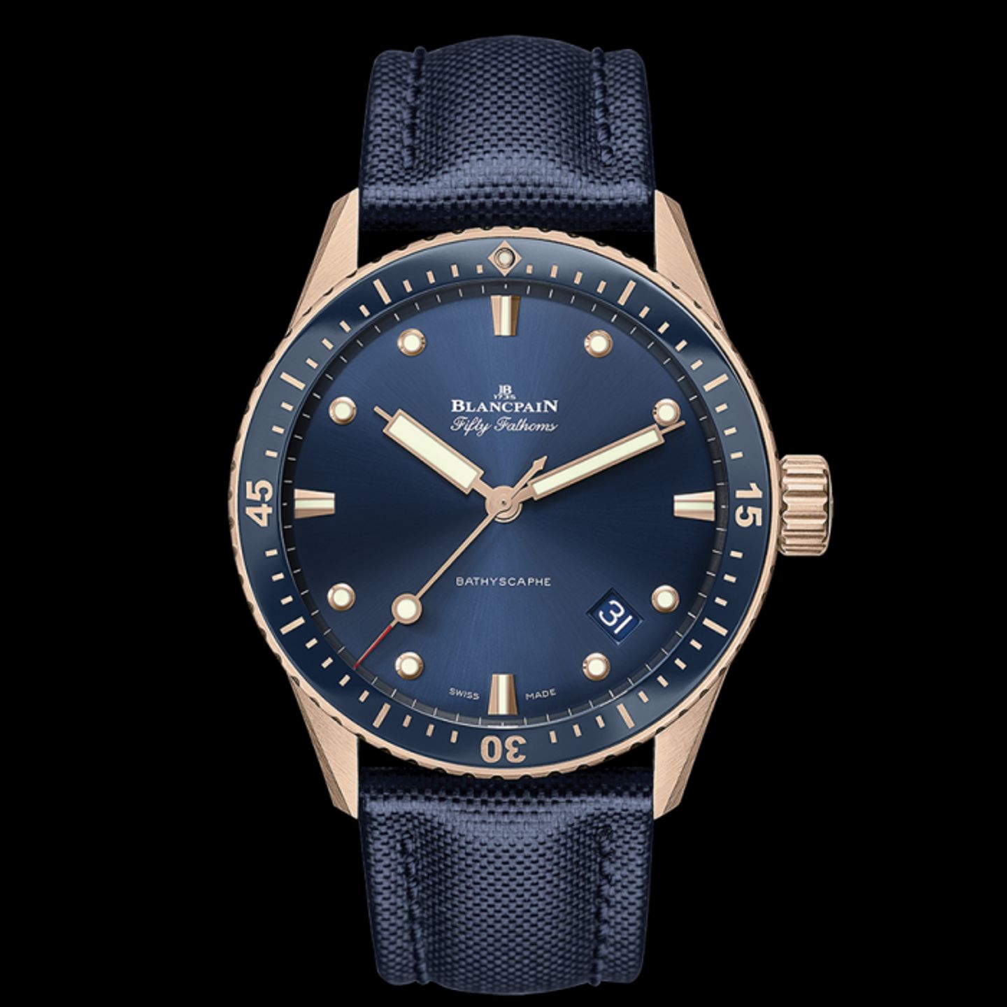 Blancpain Fifty Fathoms Bathyscaphe 5000-36S40-O52A (2022) - Blue dial 43 mm Red Gold case (1/1)
