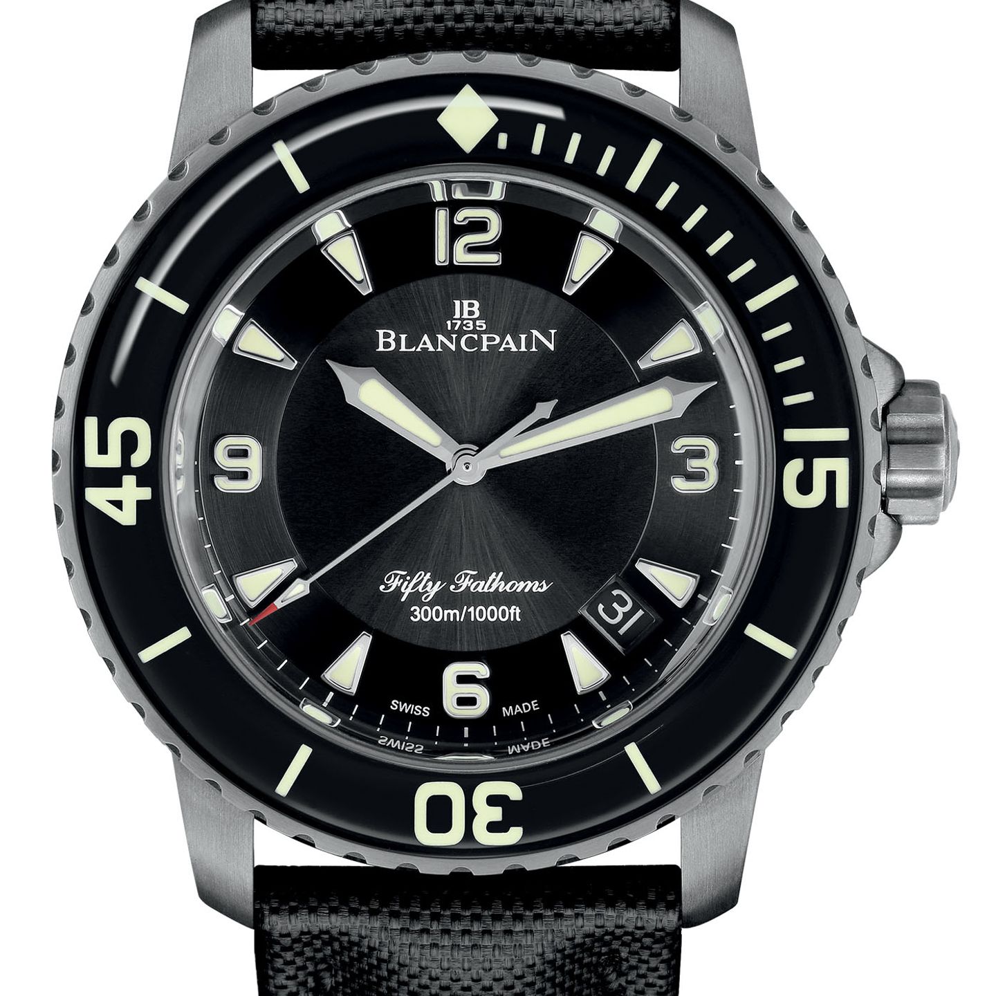 Blancpain Fifty Fathoms 5015-12B30-B52A (2022) - Black dial 45 mm Titanium case (1/2)