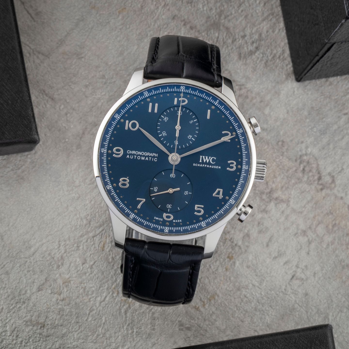IWC Portuguese Chronograph IW371606 (Onbekend (willekeurig serienummer)) - Blauw wijzerplaat 41mm Staal (1/8)