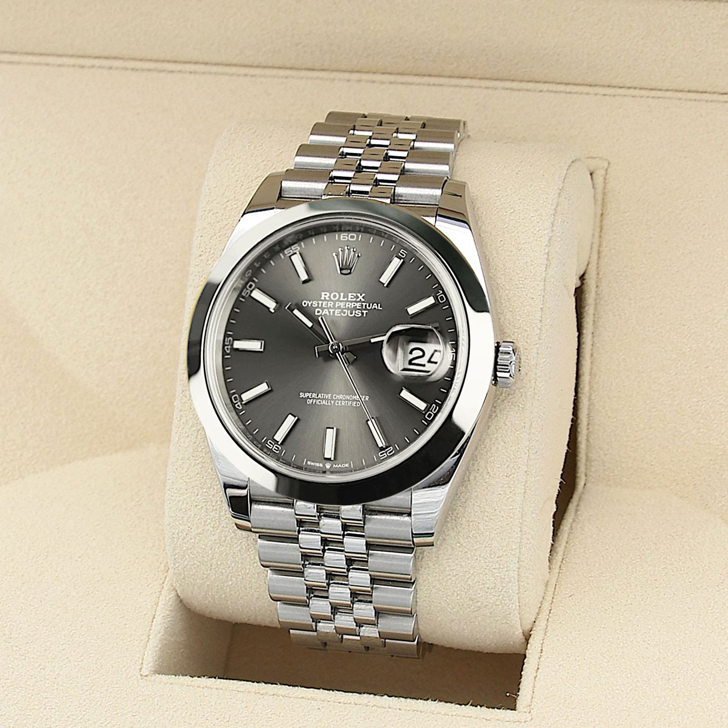 Rolex Datejust 41 126300 (Onbekend (willekeurig serienummer)) - Grijs wijzerplaat 41mm Staal (1/8)