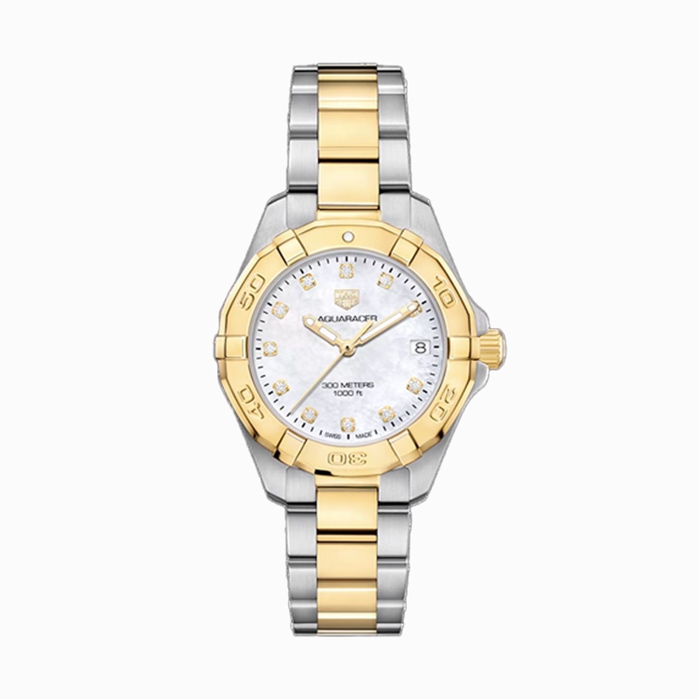 TAG Heuer Aquaracer Lady WBD1322.BB0320 (2026) - Wit wijzerplaat 32mm Goud/Staal (1/1)