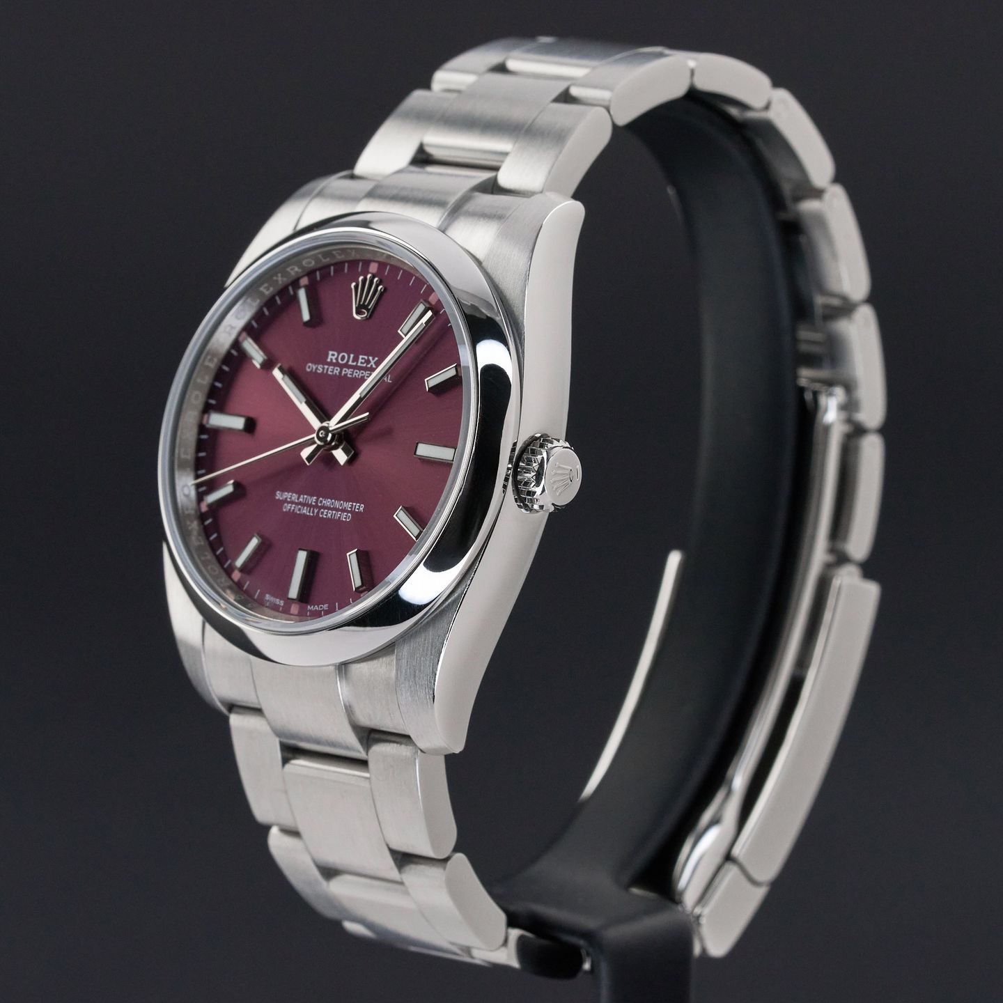 Rolex Oyster Perpetual 34 114200 (Unknown (random serial)) - Purple dial 34 mm Steel case (4/8)