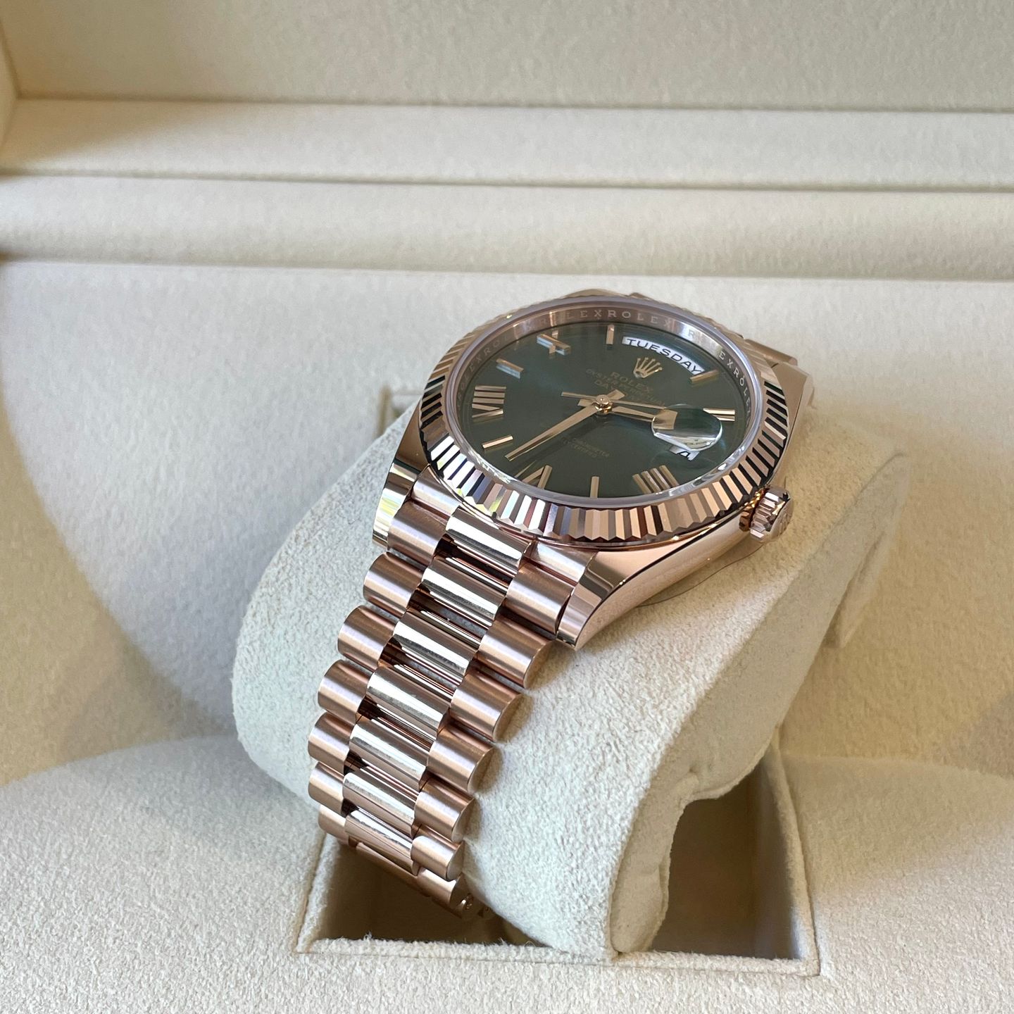 Rolex Day-Date 40 228235 (2025) - Groen wijzerplaat 40mm Roségoud (3/7)