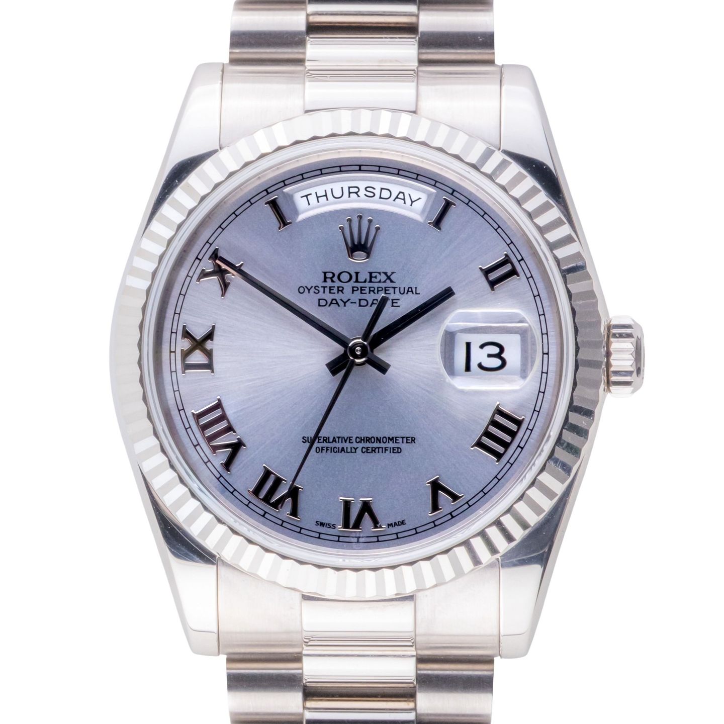 Rolex Day-Date 36 118239 (2005) - Grey dial 36 mm White Gold case (3/8)