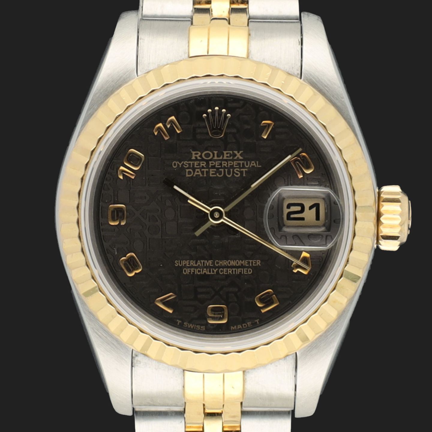 Rolex Lady-Datejust 69173 (1991) - Black dial 26 mm Gold/Steel case (3/8)