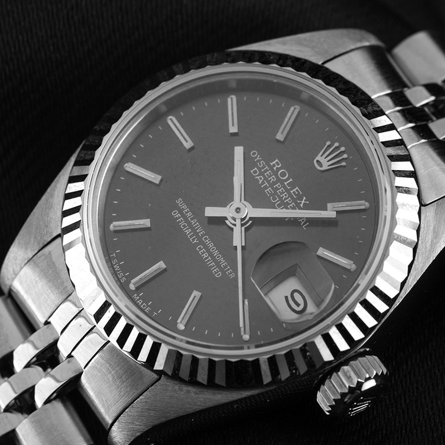 Rolex Lady-Datejust 69174 (1990) - Zwart wijzerplaat 26mm Staal (3/8)