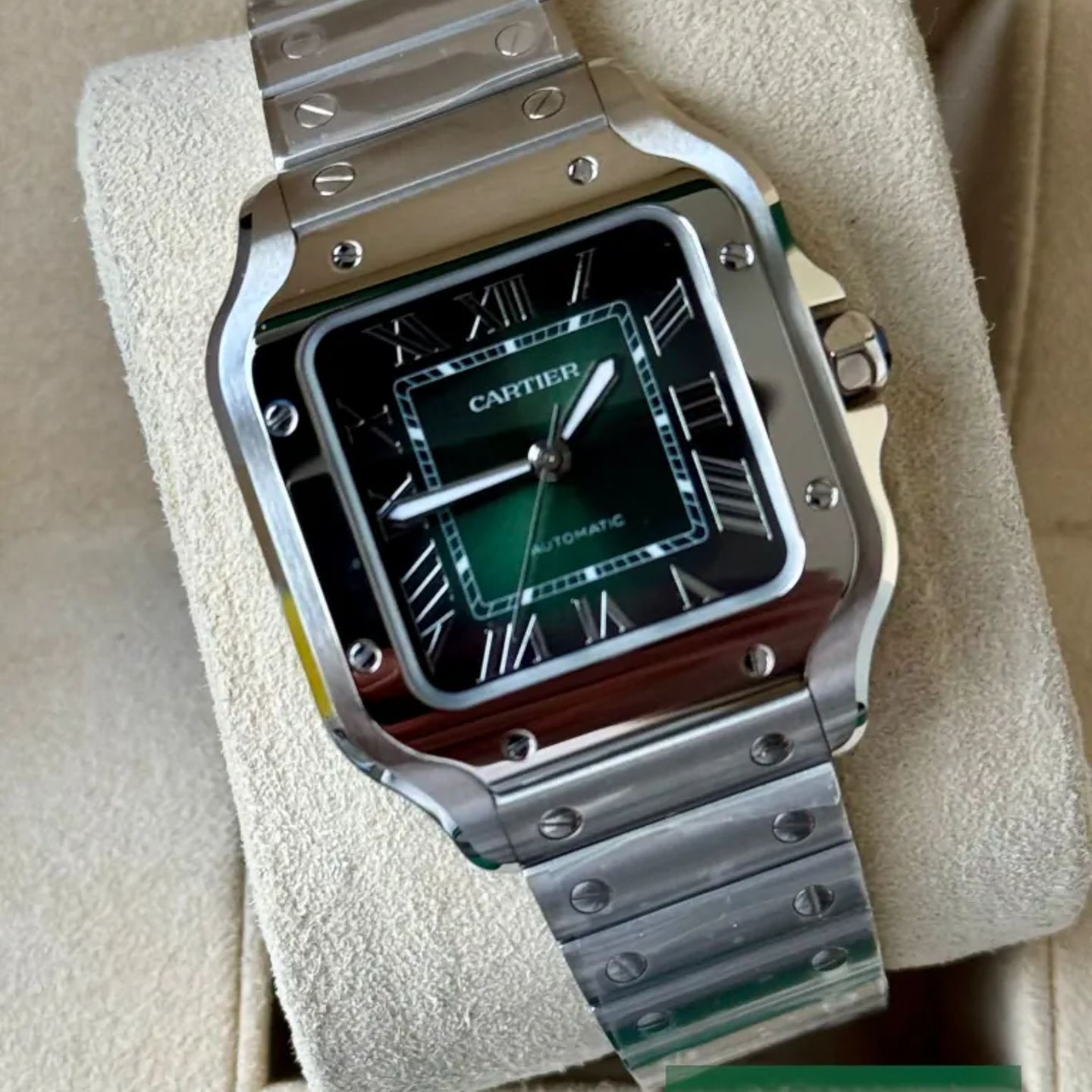 Cartier Santos WSSA0061 (2025) - Green dial 35 mm Steel case (1/7)