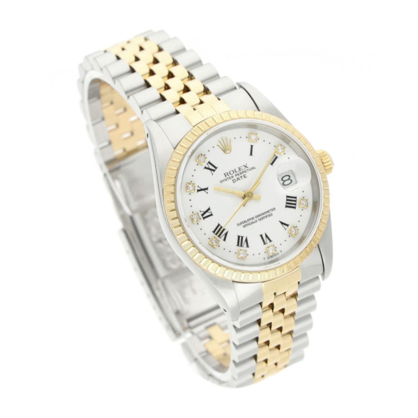 Rolex Oyster Perpetual Date 15223 (1993) - White dial 34 mm Gold/Steel case (3/5)