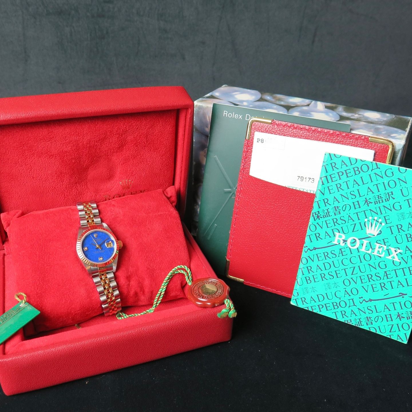 Rolex Lady-Datejust 79173 (2005) - Blue dial 26 mm Gold/Steel case (8/8)