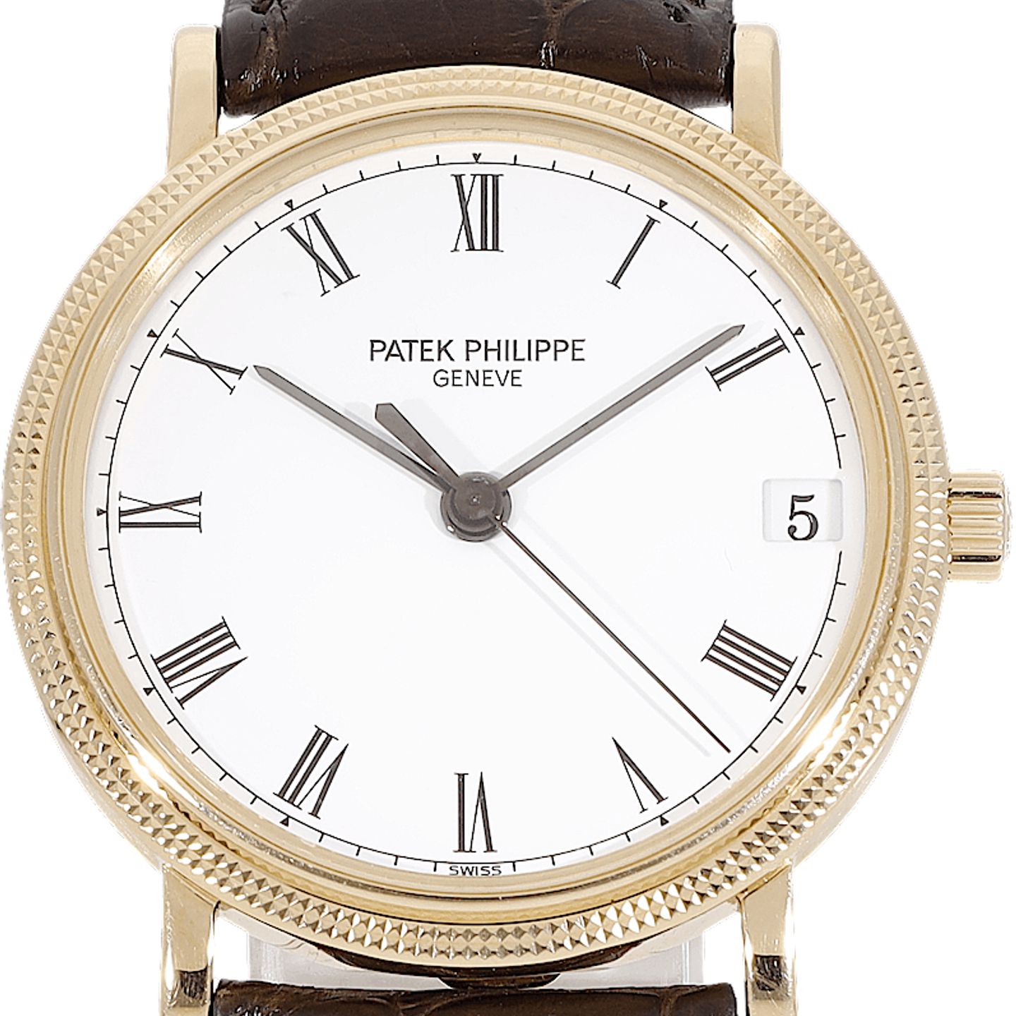 Patek Philippe Calatrava 3802/200 (Unknown (random serial)) - White dial 34 mm Yellow Gold case (1/5)