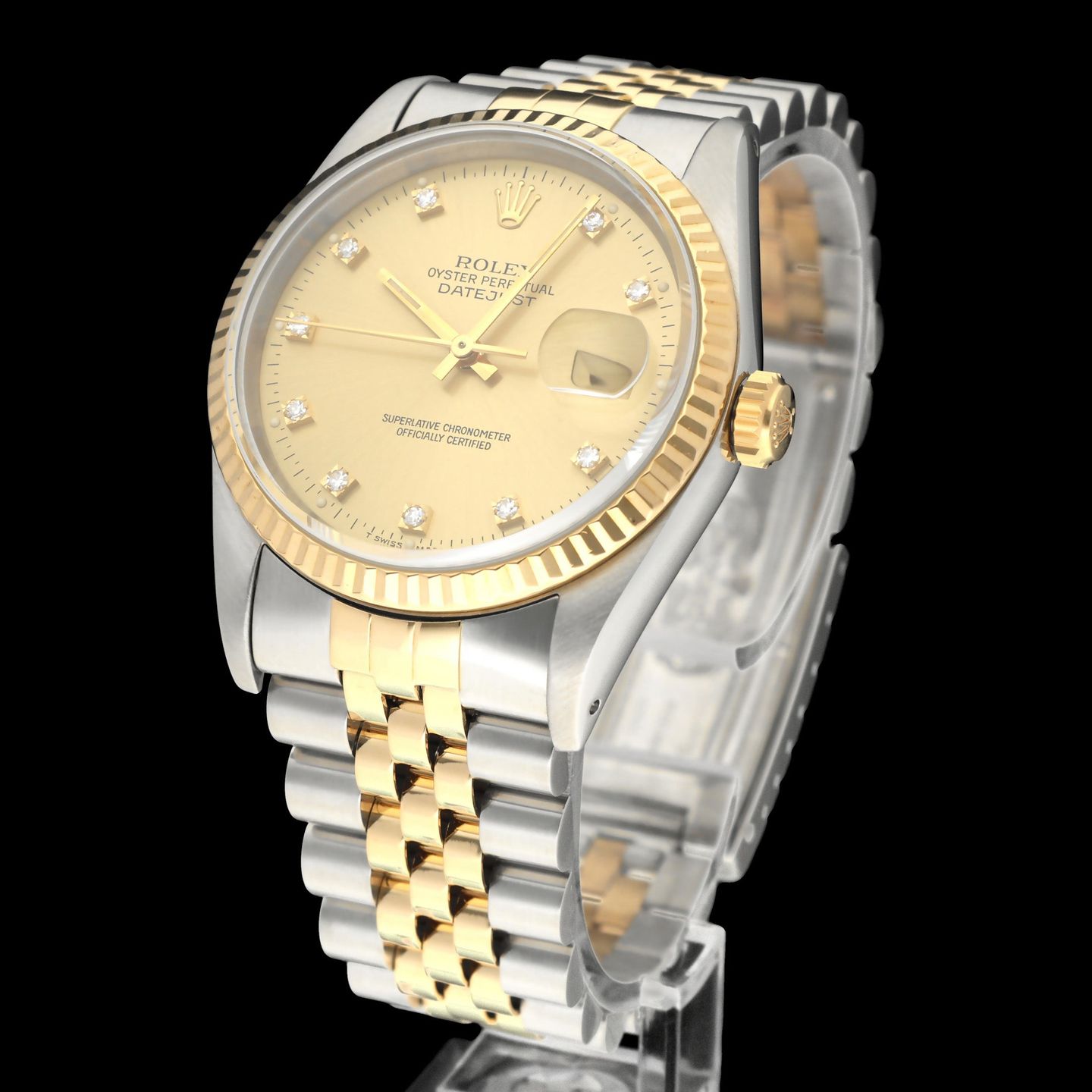 Rolex Datejust 36 16233G (1990) - Champagne dial 36 mm Gold/Steel case (2/8)