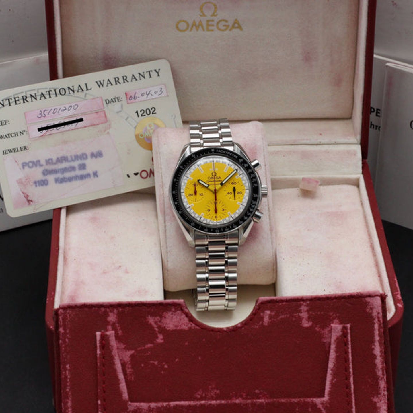 Omega Speedmaster Reduced 3510.12.00 (1996) - Yellow dial 39 mm Steel case (3/7)