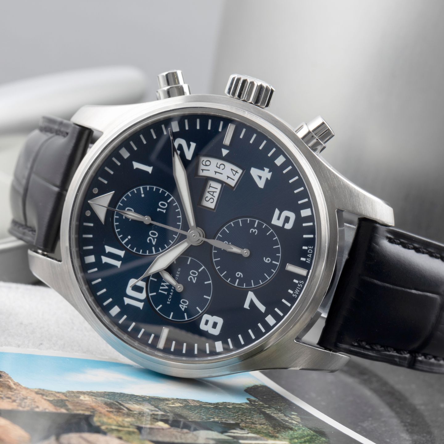IWC Pilot Chronograph IW377706 (Unknown (random serial)) - Blue dial 43 mm Steel case (2/8)