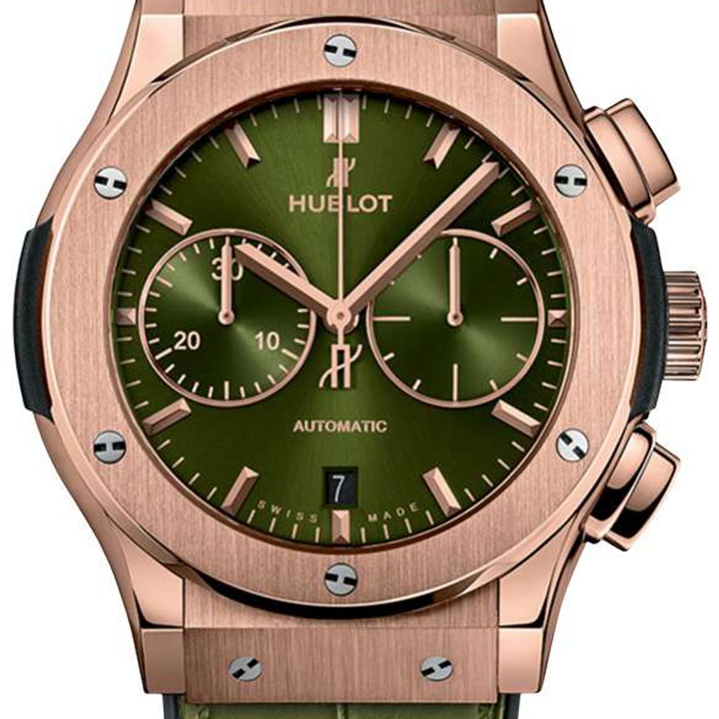 Hublot Classic Fusion Chronograph 521.OX.8980.LR (2022) - Green dial 45 mm Rose Gold case (1/2)