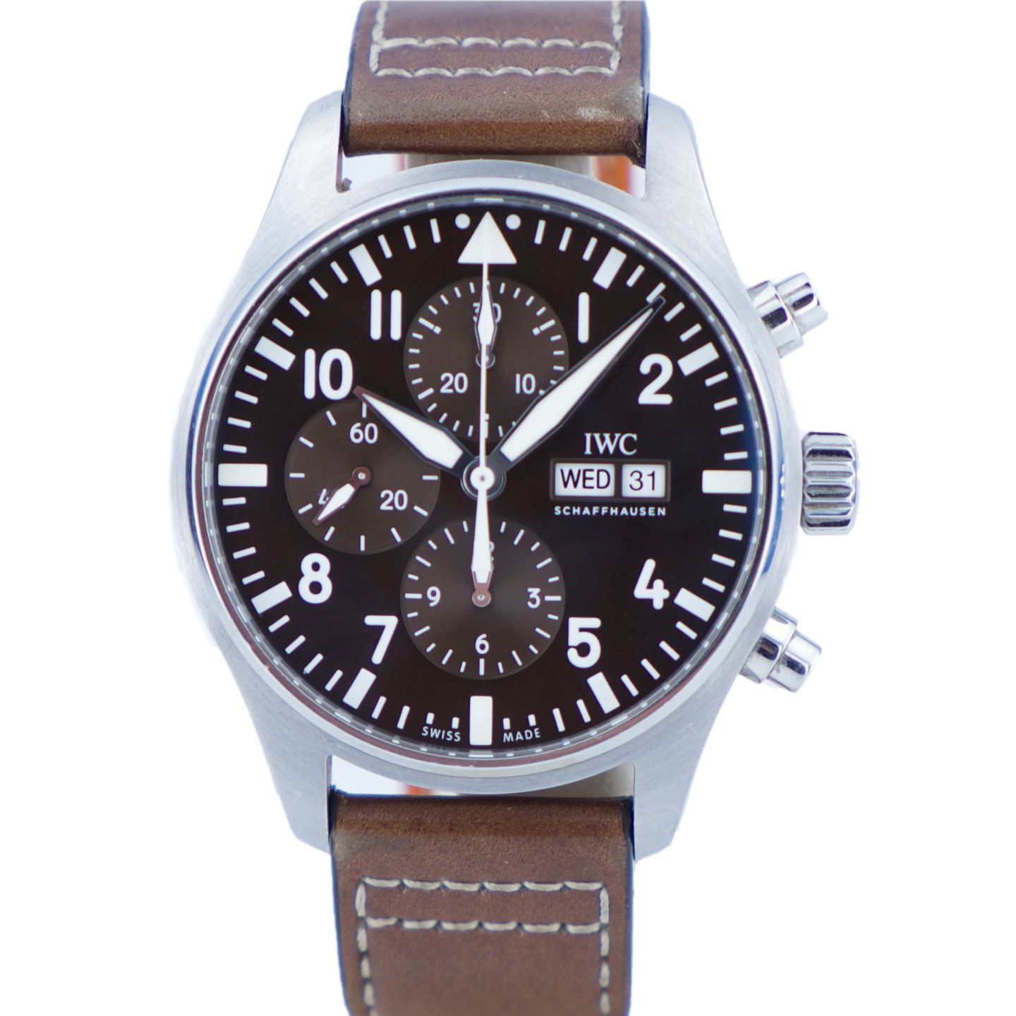 IWC Pilot Chronograph IW377713 (2019) - Bruin wijzerplaat 43mm Staal (1/5)