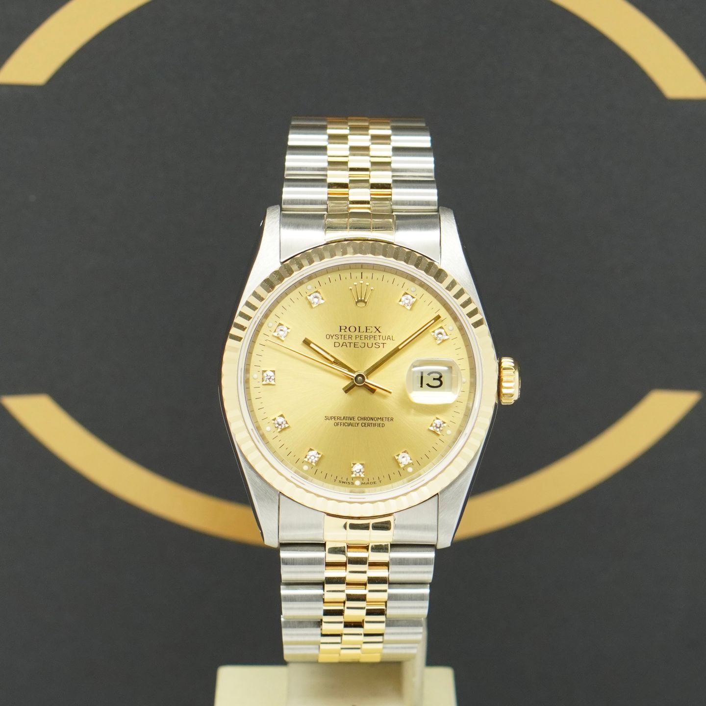 Rolex Datejust 36 16233 (1991) - Gold dial 36 mm Gold/Steel case (1/7)