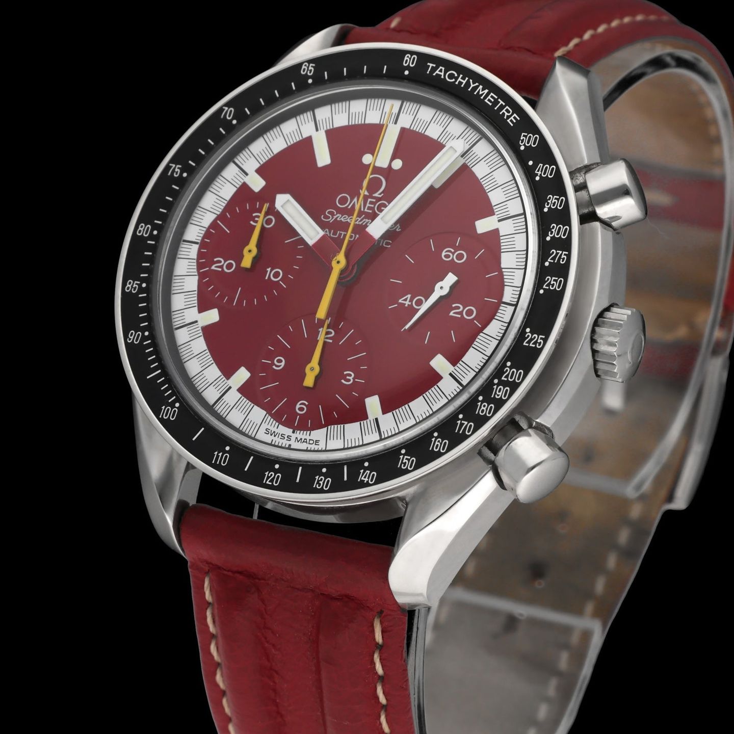 Omega Speedmaster Reduced 3810.61.41 (1998) - Red dial 39 mm Steel case (7/8)
