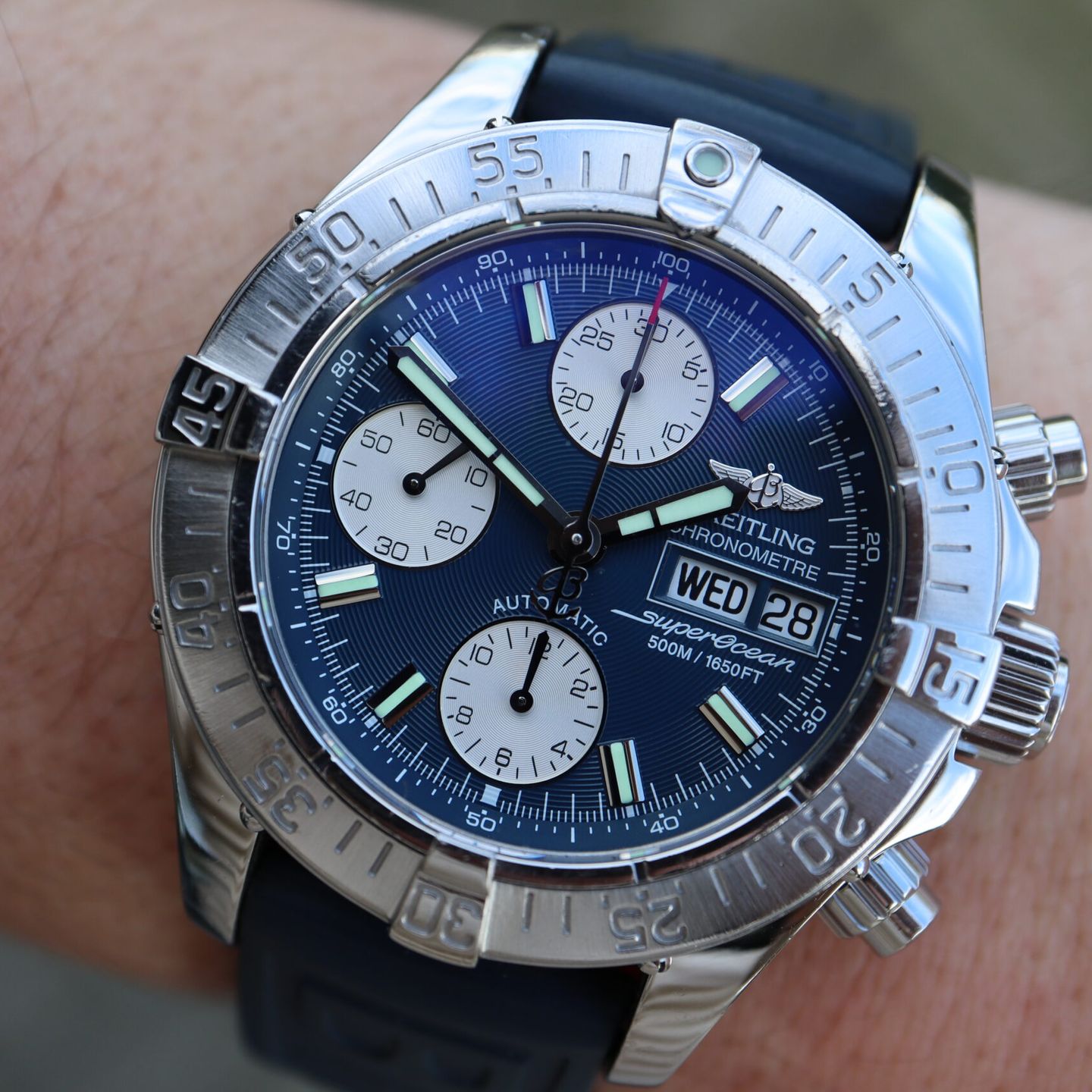 Breitling Superocean Chronograph II A13340 (2007) - Blue dial 42 mm Steel case (2/8)