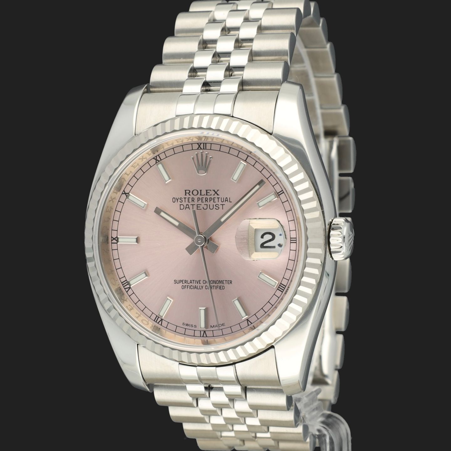 Rolex Datejust 36 116234 (2010) - Pink dial 36 mm Steel case (1/8)