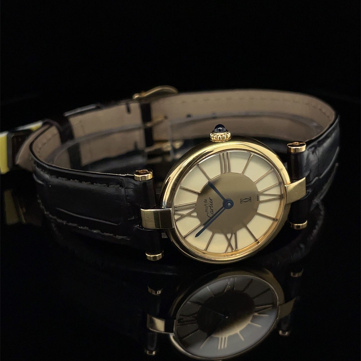 Cartier Ronde Vermeil Cartier Ronde Vermeil SM (Unknown (random serial)) - Champagne dial 24 mm Silver case (8/8)