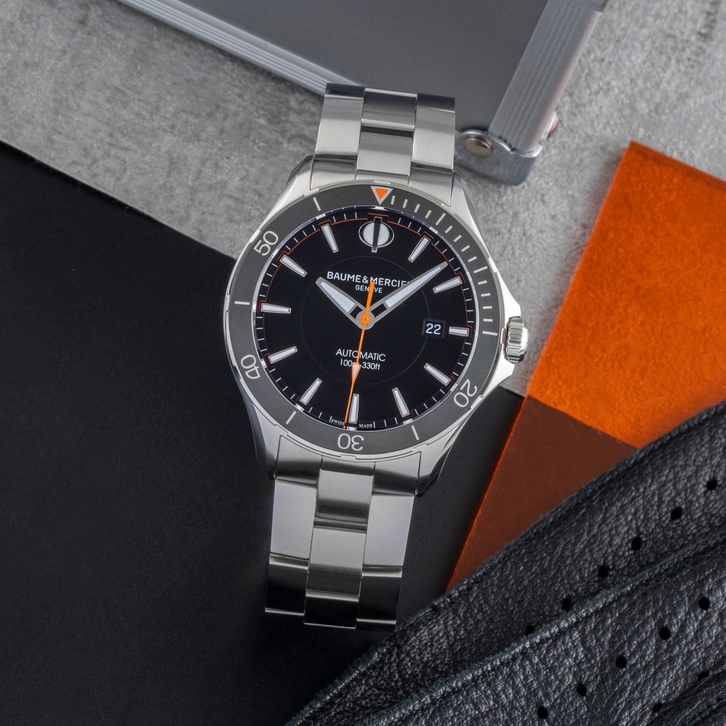 Baume & Mercier Clifton M0A10340 (Onbekend (willekeurig serienummer)) - Zwart wijzerplaat 42mm Staal (1/8)