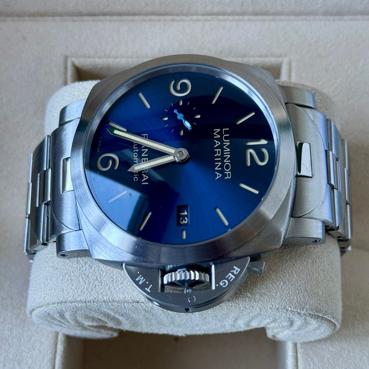 Panerai Luminor Marina Automatic PAM01058 (2020) - Blauw wijzerplaat 44mm Staal (4/7)