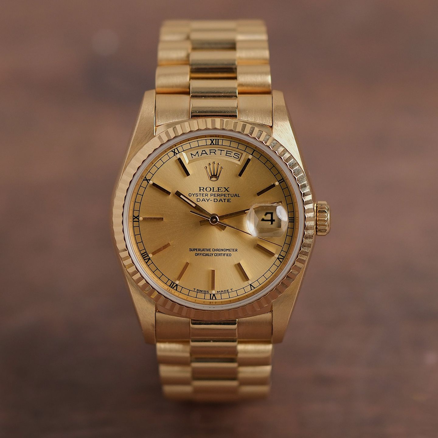 Rolex Day-Date 36 18238 (1991) - Champagne dial 36 mm Yellow Gold case (4/8)