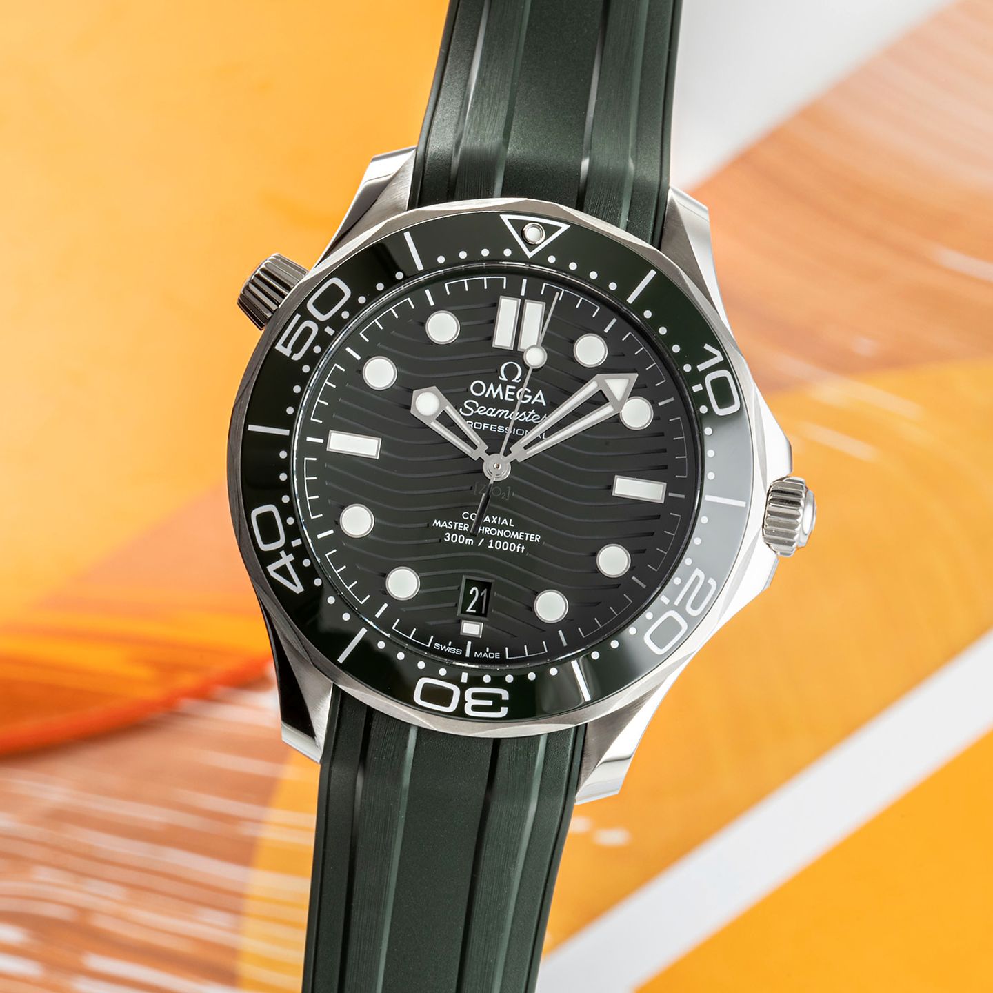 Omega Seamaster Diver 300 M 210.32.42.20.10.001 (Onbekend (willekeurig serienummer)) - Groen wijzerplaat 42mm Staal (3/8)