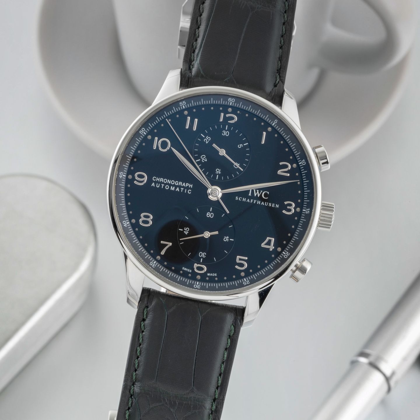 IWC Portuguese Chronograph IW371447 (Unknown (random serial)) - Black dial 41 mm Steel case (3/8)