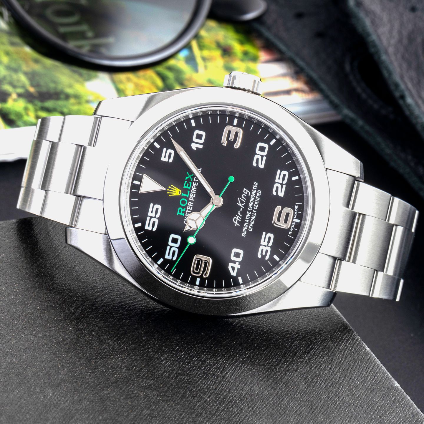 Rolex Air-King 116900 (Onbekend (willekeurig serienummer)) - Zwart wijzerplaat 40mm Staal (2/8)