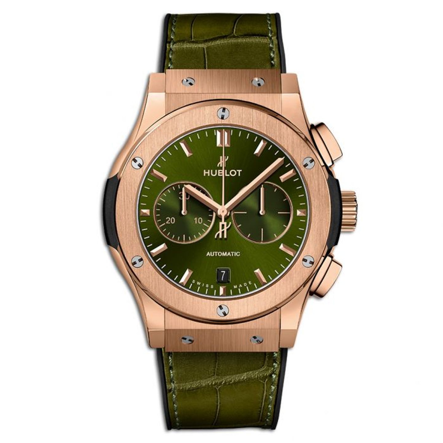 Hublot Classic Fusion Chronograph 541.OX.8980.LR (2022) - Green dial 42 mm Rose Gold case (1/2)