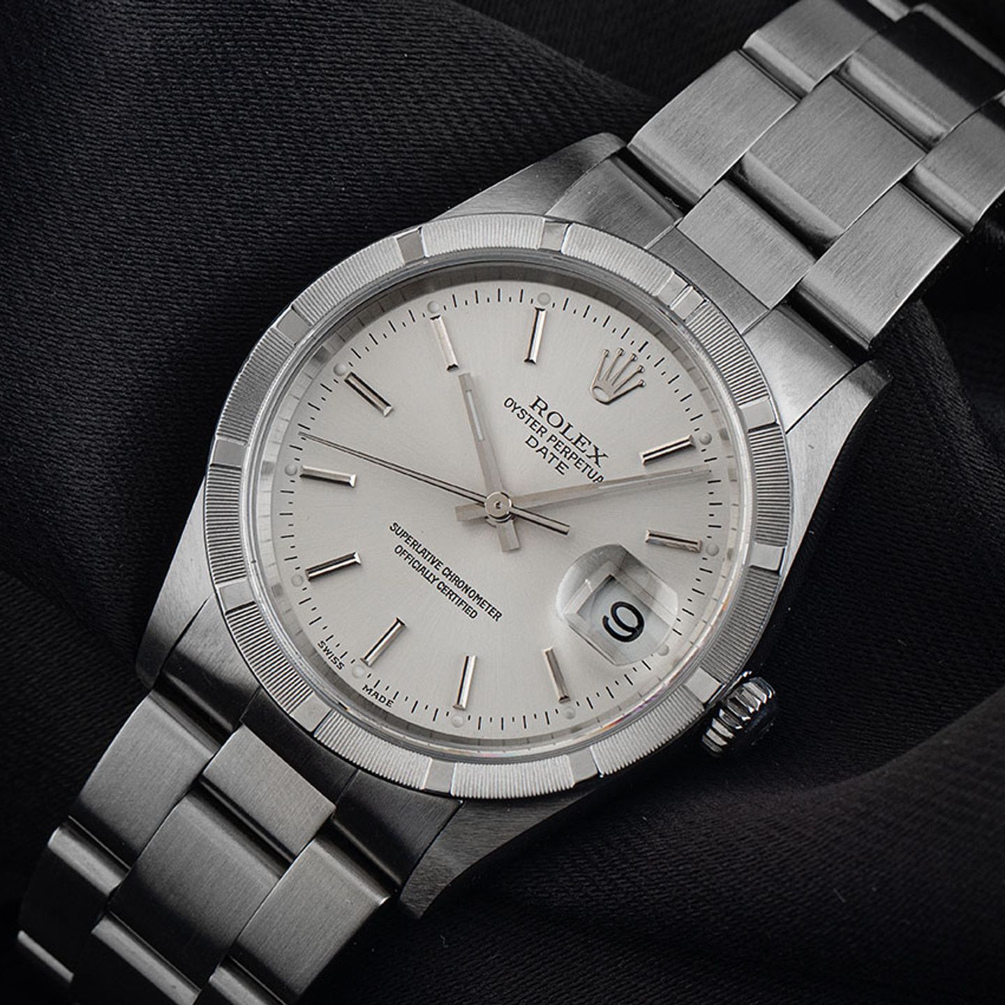 Rolex Oyster Perpetual Date 15210 (2002) - Silver dial 34 mm Steel case (3/8)