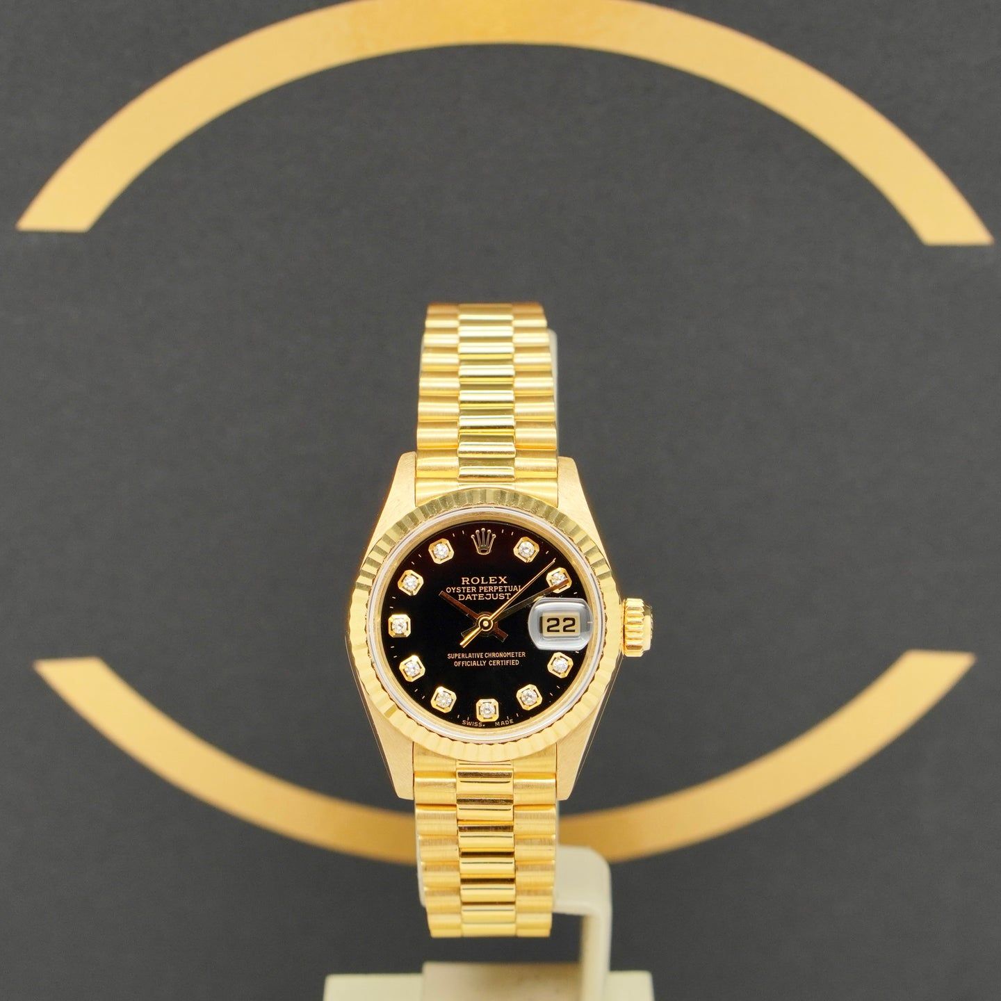 Rolex Lady-Datejust 69178 (1995) - Zwart wijzerplaat 26mm Geelgoud (1/7)