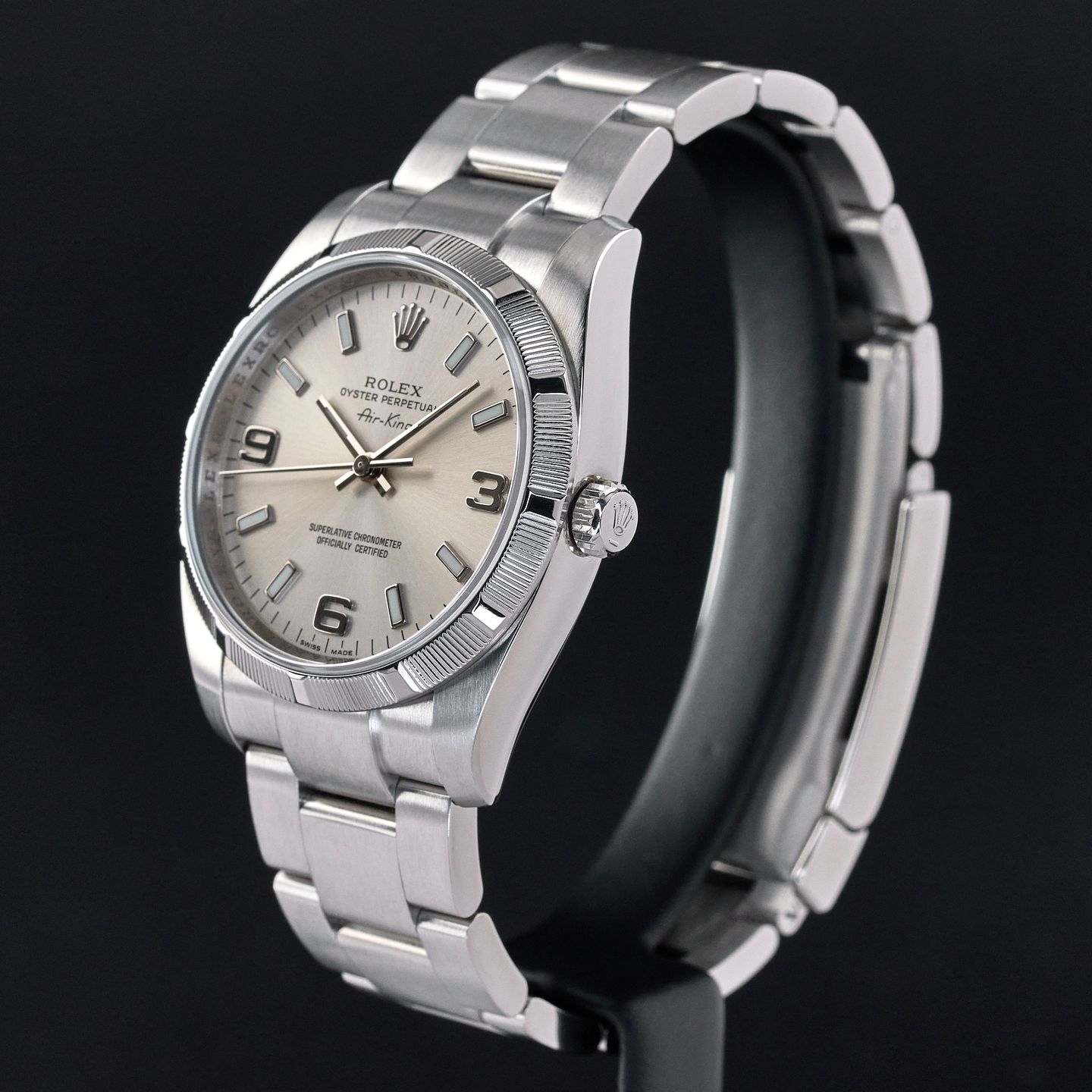 Rolex Air-King 114210 (2007) - Zilver wijzerplaat 34mm Staal (3/7)